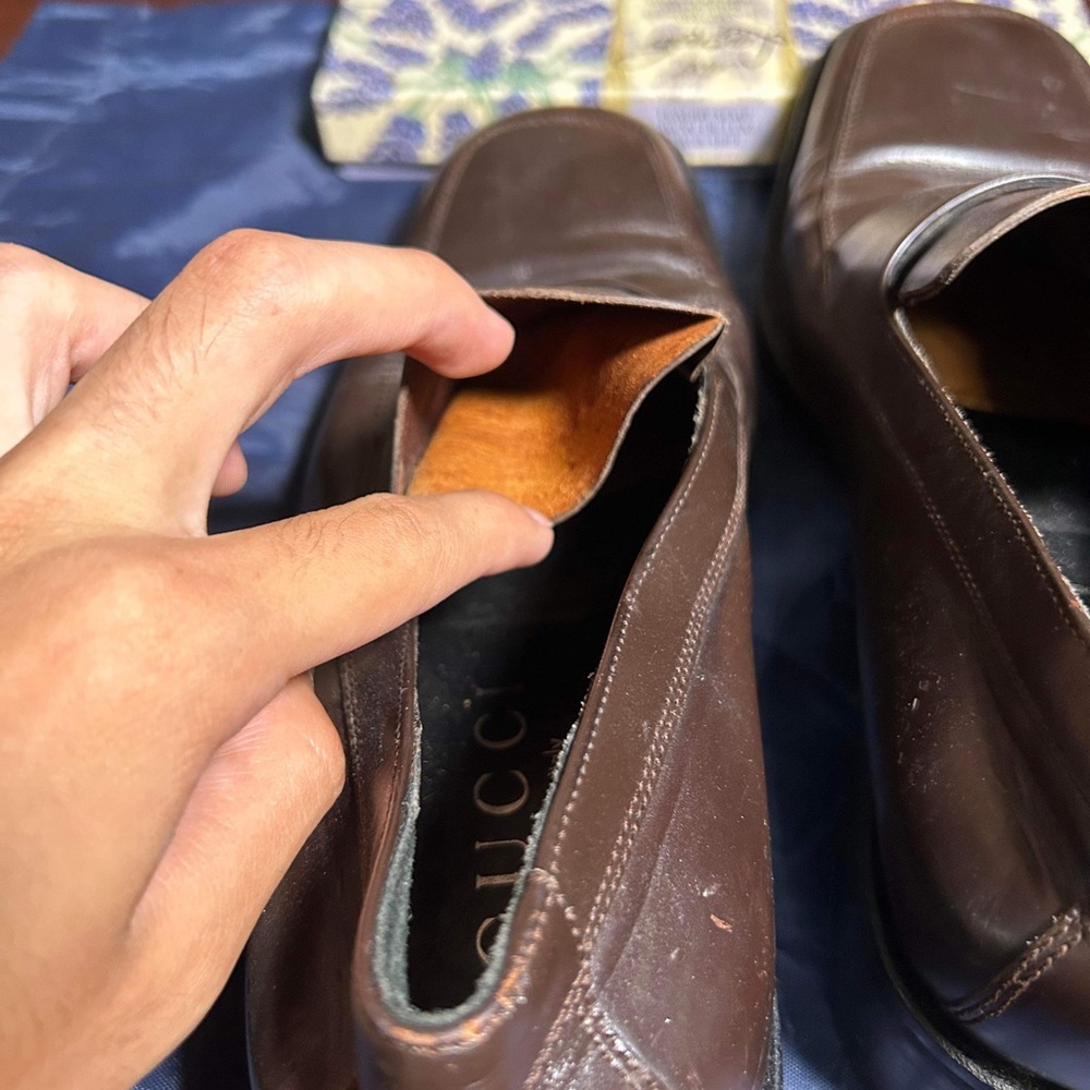 Gucci Brown Leather Dress Shoes Sz 8.5 E - Picture 10 of 12
